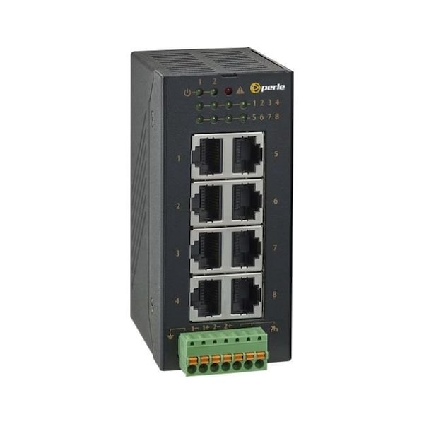 Perle Systems Industrial Gigabit Switch with 8 x 10/100/1000Mbps RJ45 Ethernet ports. -40 to 75C temperature 07017380 - main